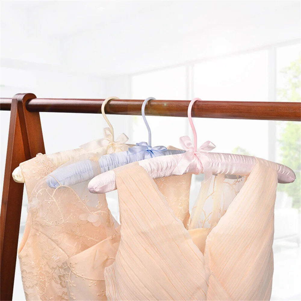 1PC Satin Padded Clothes Hanger Silk Wrapped Coat Rack Wrinkle Non-slip Coat Hanger Dress Clothes Sponge Hanger Oasis Select