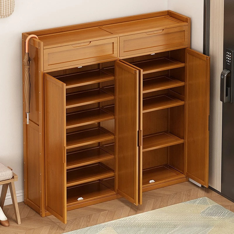 Durable Shoe Cabinet, Nanzhu Shoe Rack At The Entrance Of The Home, Storage Artifact, Space-saving And Dust-proof Entry Oasis Select