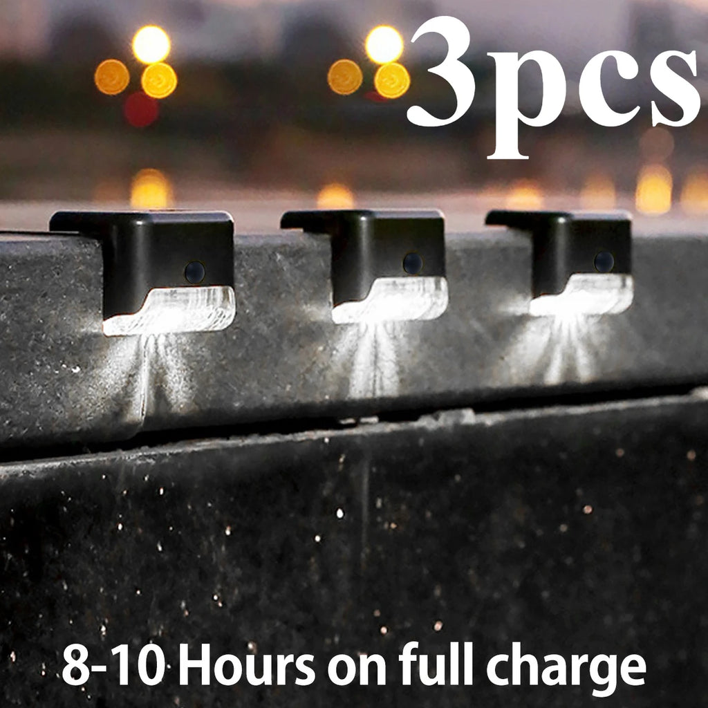 Solar LED Lights Outdoor Solar Lights IP65 Waterproof Garden Light Solar Step Lamps Deck Lights Fence Courtyard Garden Decor Oasis Select onesize 3pc