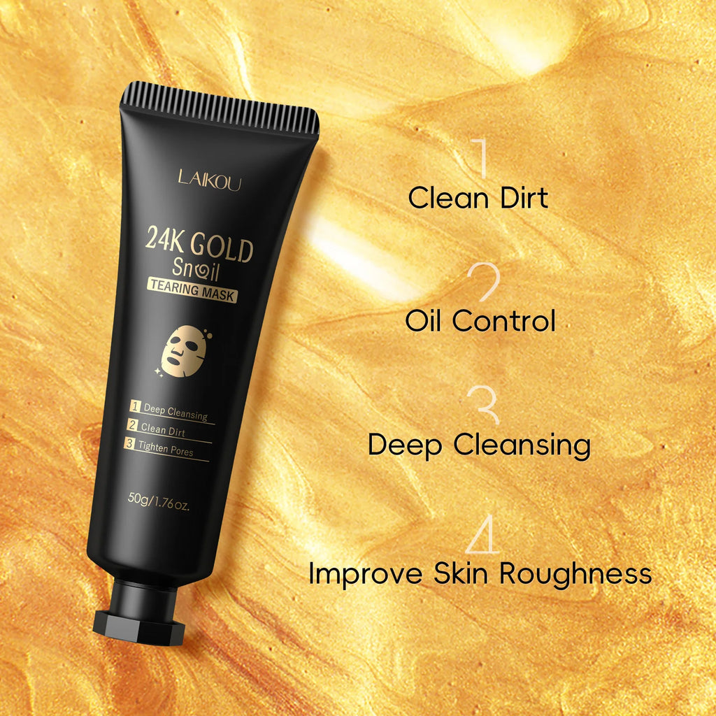 LAIKOU 24K Gold Snail Peel-Off Mask – Blackhead & Pore Care Peel-Off Face Mask Oasis Select