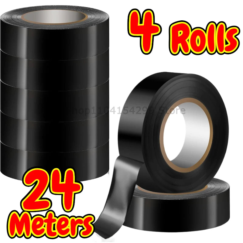 Black Electrical Wire Tape Electric Insulation Tape Heat Shrink High-Temp Insulating Adhesive for Industrial Home Mechanics Use Oasis Select 4roll