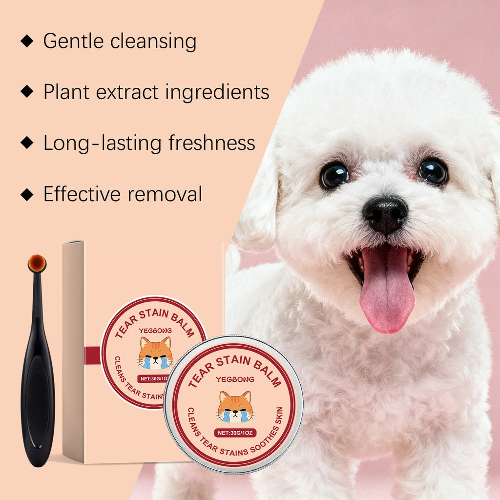 Pet Tear Stains Remover Balm for Dogs and Cats Removes Tear Stains and Eye Discharge Reduce Tear Marks Soothes Eye Area Pet Care Oasis Select