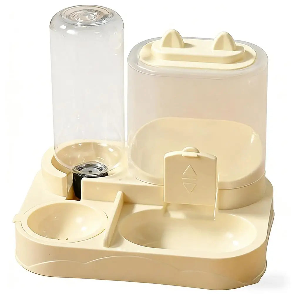 All-in-One Cat Feeder & Water Dispenser | Dual Bowl, 4 Colors Pet Feeder Dispenser Oasis Select yellow