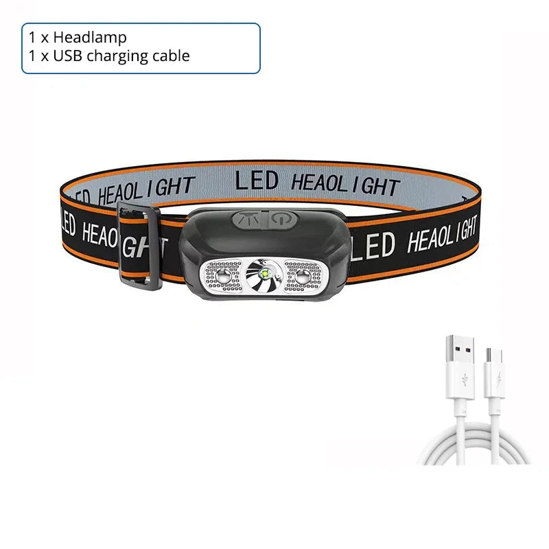 XPG Sensor Headlamp USB Rechargeable Induction Headlight Outdoor Waterproof Portable Night LED Camping Headlamp Built in Battery Oasis Select B3 Black