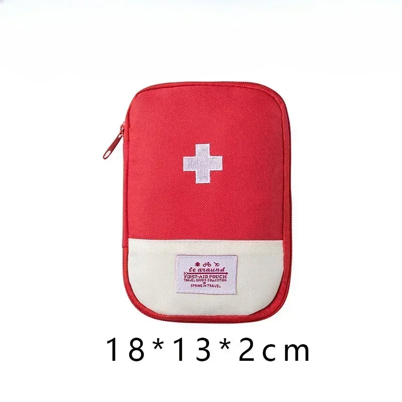 Portable Mini First Aid Medicine Organizer Bag Pill Case Emergency Survival Storage Pouch for Travel Camping Daily Home Use Oasis Select Red