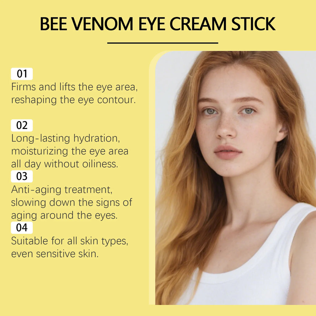 Bee Venom Firming Eye Cream Stick Dark Circles Remove Eye Bags for Under Eye Honey Lifting Brightening Anti-Puffiness Eye Care Oasis Select