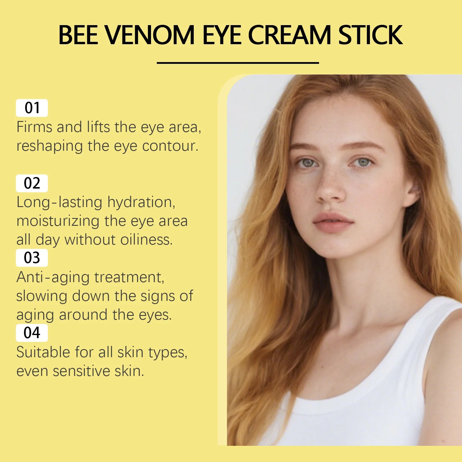 Bee Venom Firming Eye Cream Stick Dark Circles Remove Eye Bags for Under Eye Honey Lifting Brightening Anti-Puffiness Eye Care Oasis Select