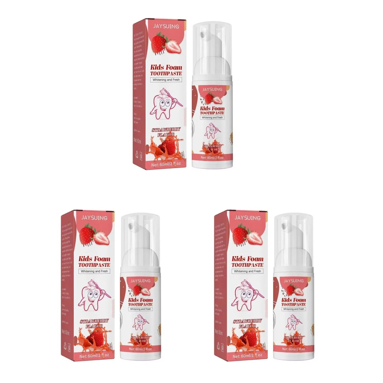 Kids Foam Toothpaste – Whitening, Stain Removal & Gum Care Kids Foam Toothpaste Oasis Select strawberryx3pcs