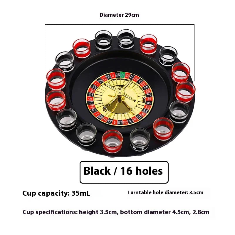 16 Glasses Transparent Glass Wine Cup Game Bar Drinking Game Whiskey Cocktail Bar Party Game Push Turntable Drinking Accessories Oasis Select black