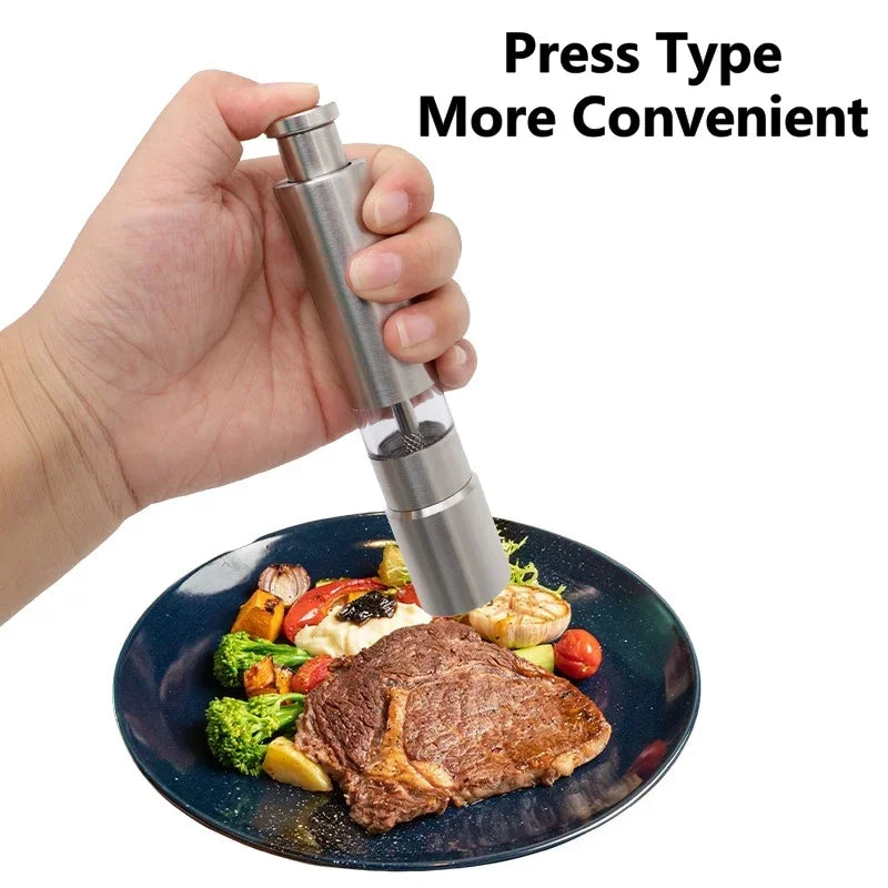 Manual Salt and Pepper Grinder Thumb Press Grinder Peppercorns Sea Salt Spices Stainless Steel Spice Grinder Barbecue Kitchen Oasis Select