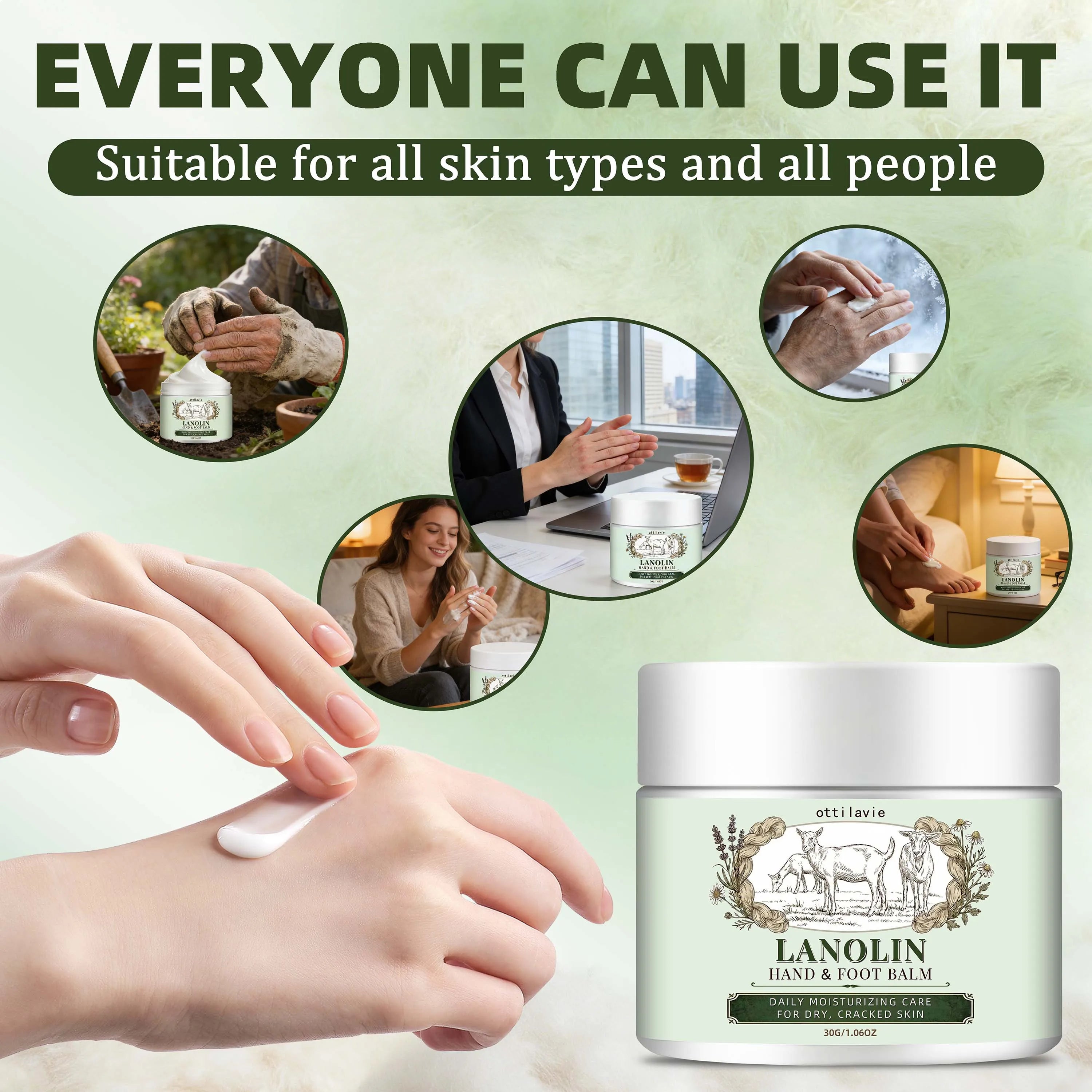 Ottilavie Lanolin Hand & Foot Cream | Travel Size Moisturizer Hand & Foot Cream Oasis Select