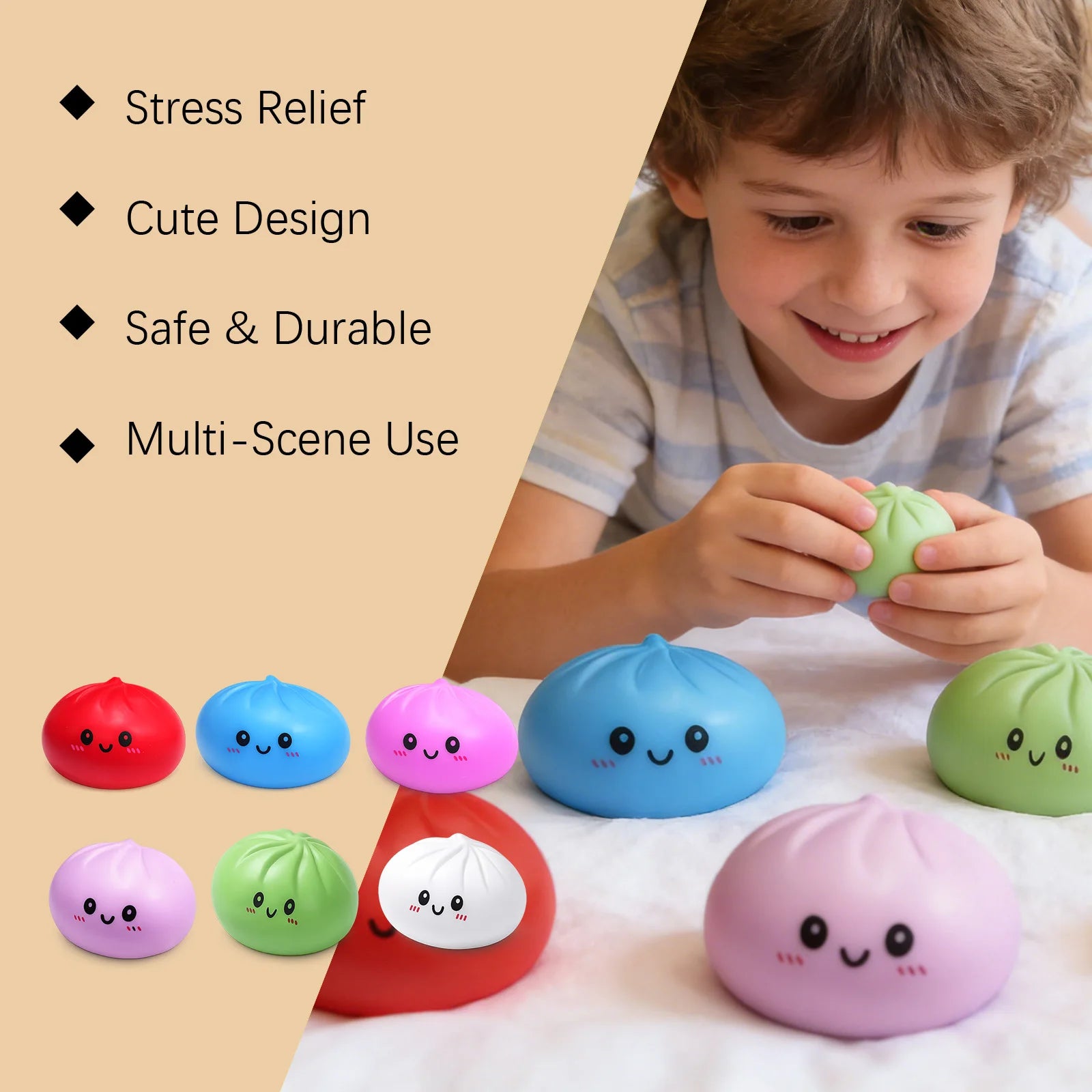 Dumpling Stress Ball – Squishy Sensory Fidget Toy for Kids Squishy Stress Toy Oasis Select
