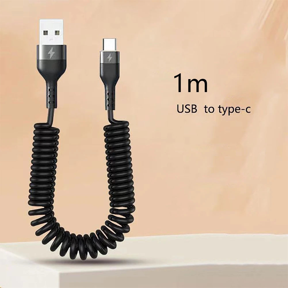 Retractable 5A Fast Charging Cable USB-C Micro USB Lightning