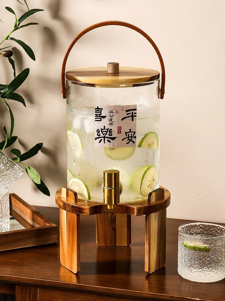 Japanese Glass Cold Kettle High Temperature Resistant Large Capacity Lemon Tea Juice Bucket with Faucet Cold Kettle Oasis Select