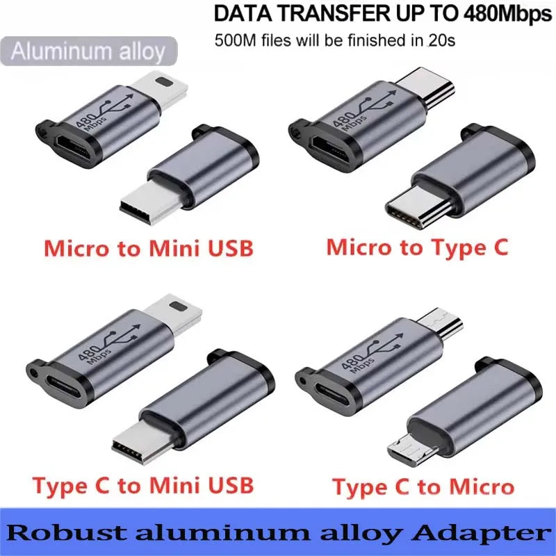 USB Adapter – Micro USB, Type-C & Mini USB Female Converter USB Plug Adapter Oasis Select