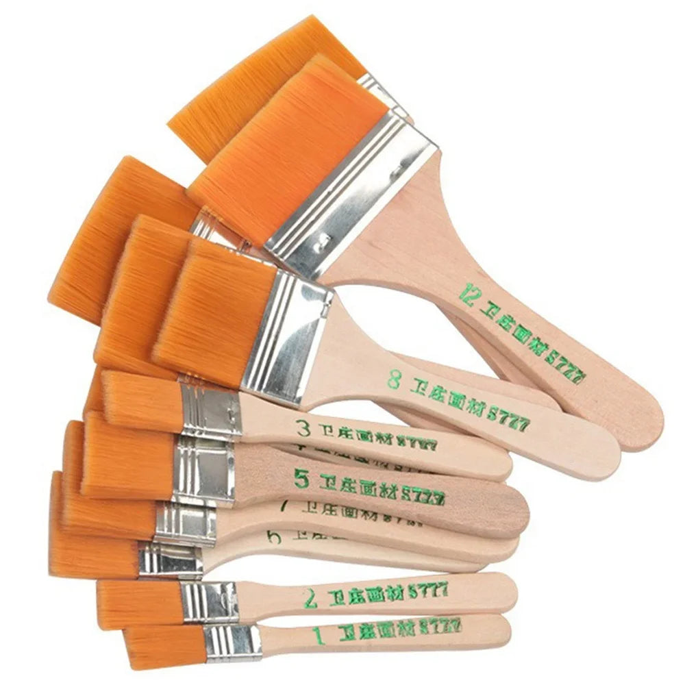 12pcs/set Memory Nylon Paint Brushes Set for Acrylic Oil Drawing Watercolor Wooden Painting Brush Tools Art Supplies Oasis Select 12PCS