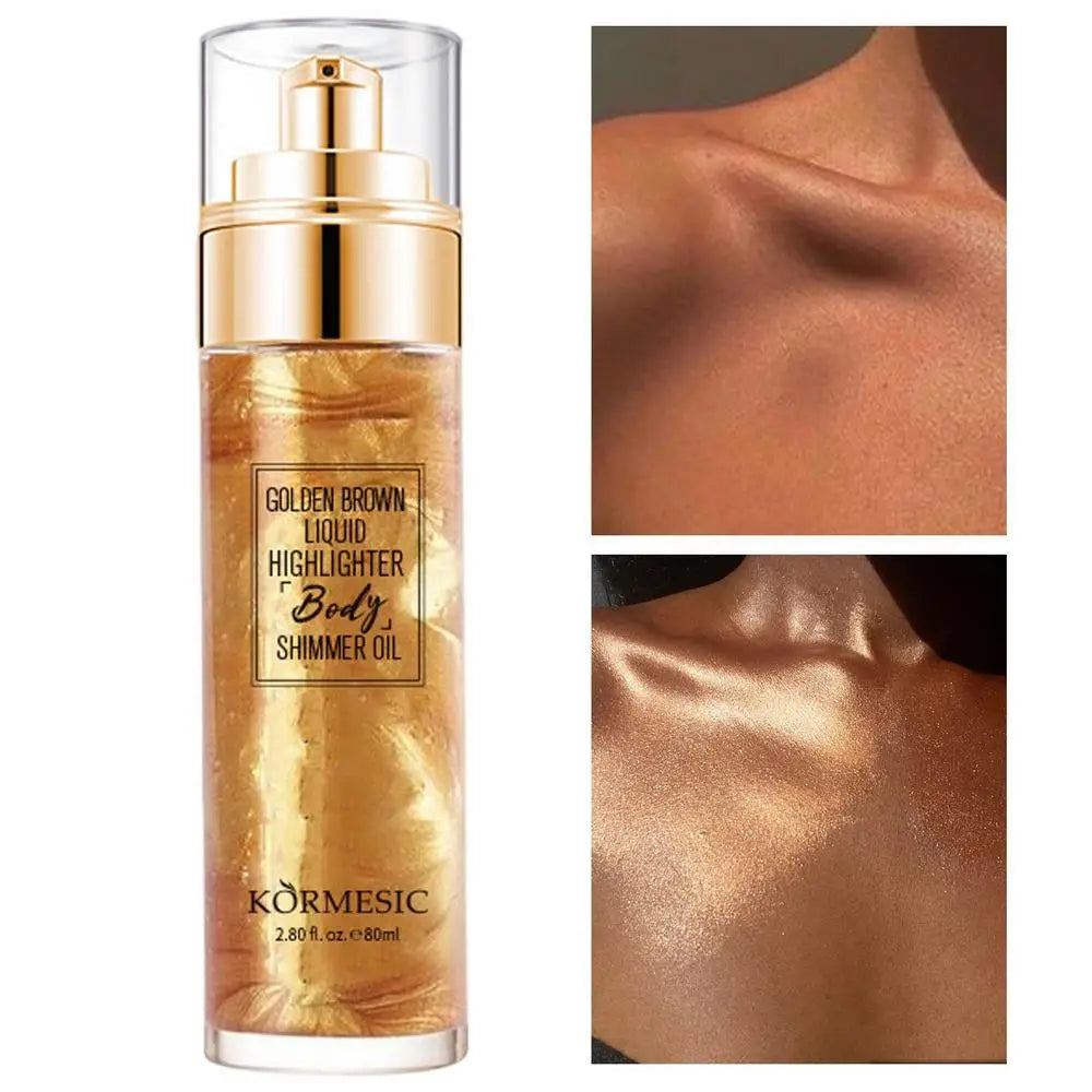 Glitter Spray Hair Body Glitter Spray Sparkly Quick High-Gloss Face Highlighter Long Lasting Shimmery Body Makeup Spray Oasis Select Golden Brown China Mainland