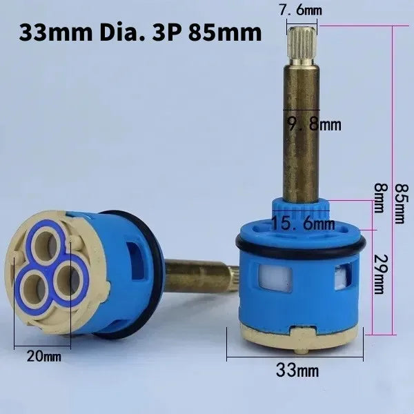 1PC Watersaving Replacement Ceramic Spool Shower Room Faucet Water Mixer Tap Cartridge Replace Valve Kitchen Bathroom Accessory Oasis Select 33mm Dia. 3P 85mm