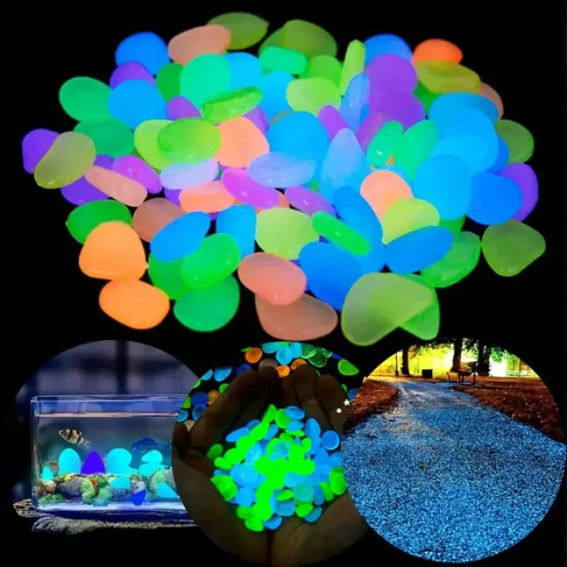 200Pcs Glow in the Dark Pebbles – Garden, Aquarium & Patio Decorative Garden Pebbles Oasis Select
