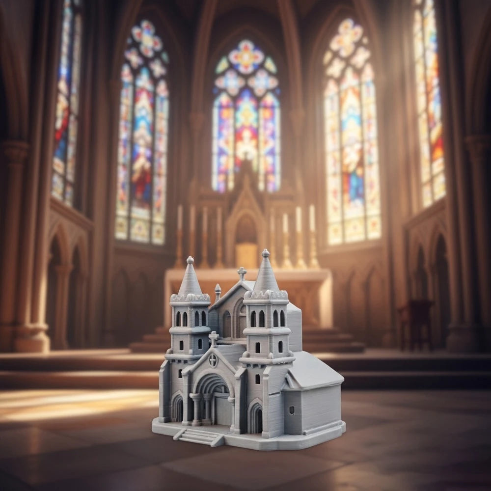 Medieval Castle Church Model Kit Gothic Cathedral Building Figurine Desktop Ornament Miniature Architecture Decor for Hobbyists Oasis Select
