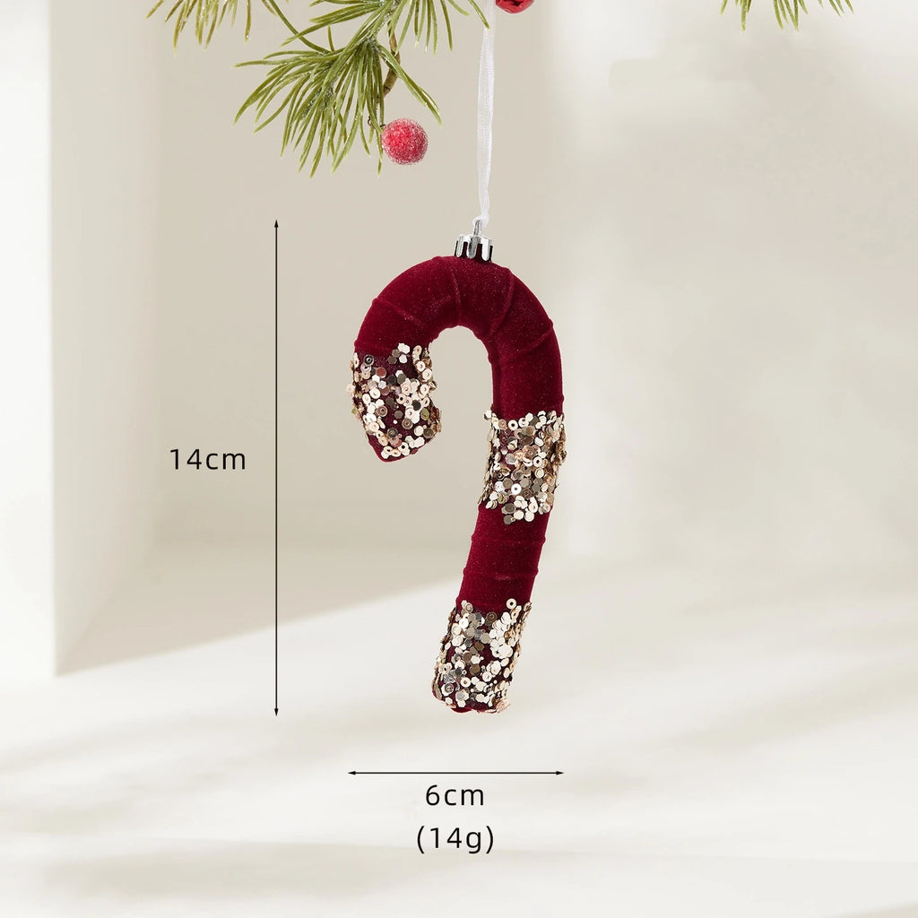 Nordic Christmas Decorations Flocked Burgundy Hanging Ornaments Christmas Tree Decorations Holiday Decor Oasis Select Style 6