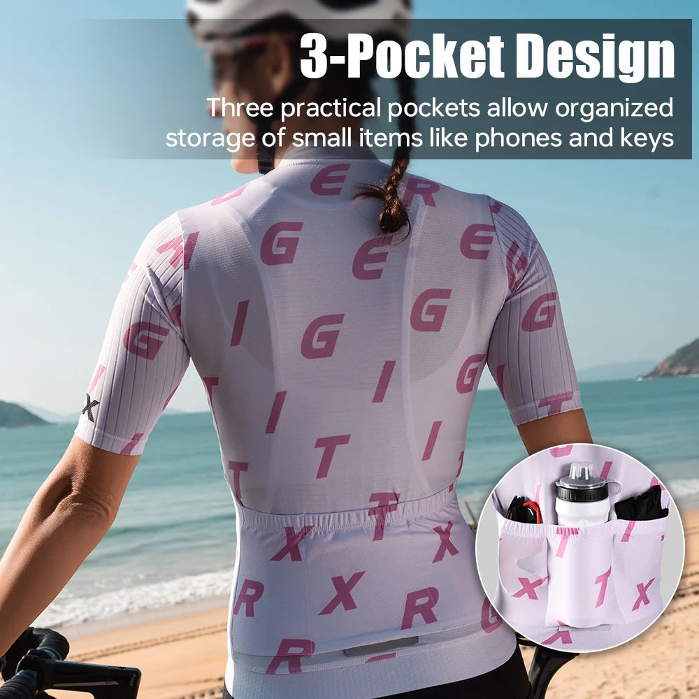 X-TIGER Women's Cycling Jersey Short Sleeve Breathable Biking Tops Summer MTB Road Bike Shirt with Pockets Cycling Clothing Oasis Select