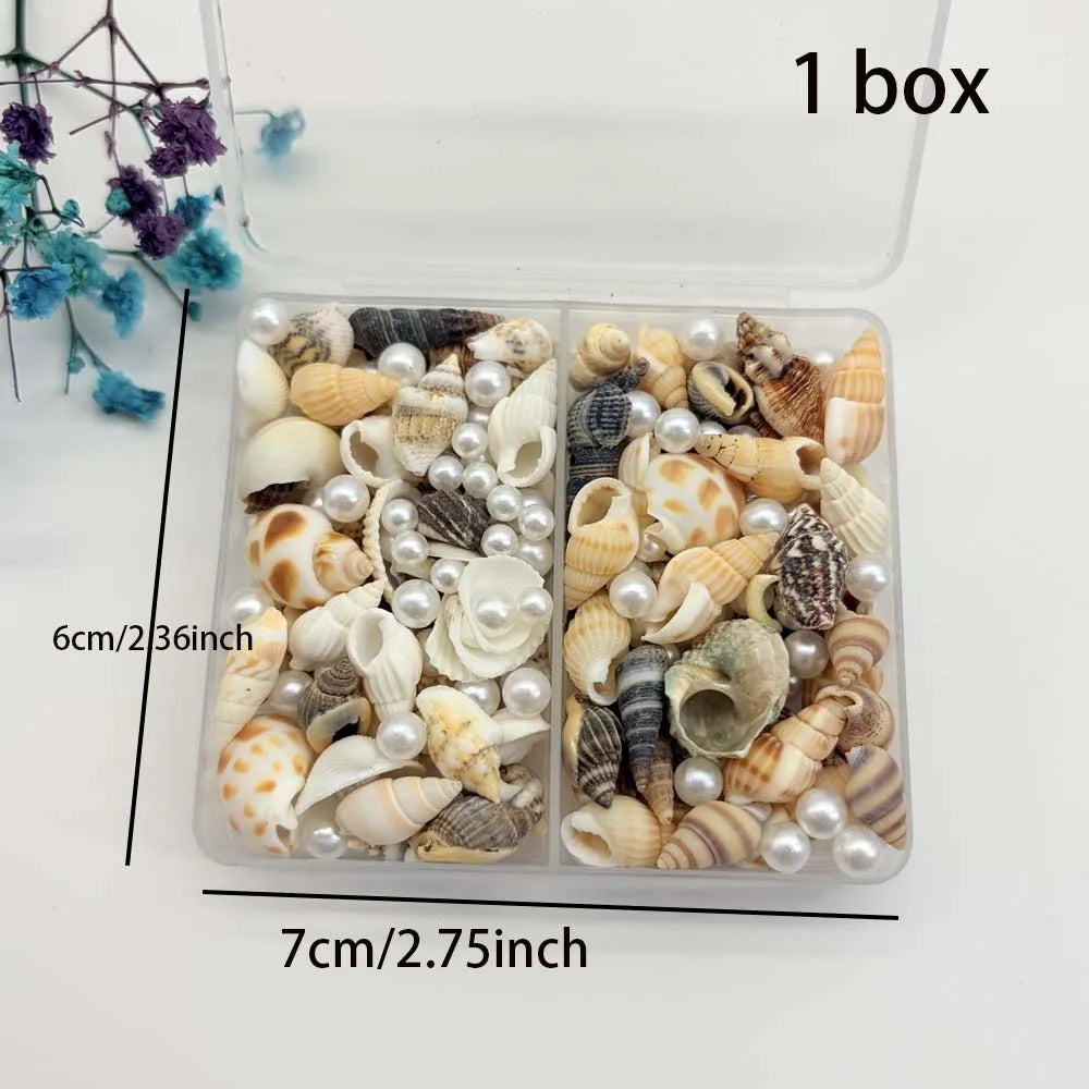 1 Box Mix Resin Simulation Pearls Shell For Home Decoration DIY Craft Photo Frame Friend Gifts Drift Bottle Aquarium Decorations Oasis Select Style 2