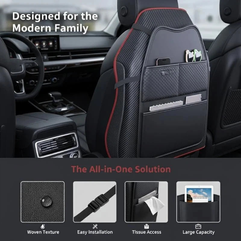 PU Leather Car Seat Kick Proof Pad With Pockets Multi-functional Tablet Holder Auto Seat Back Protection Cover For Kids 1PC Oasis Select