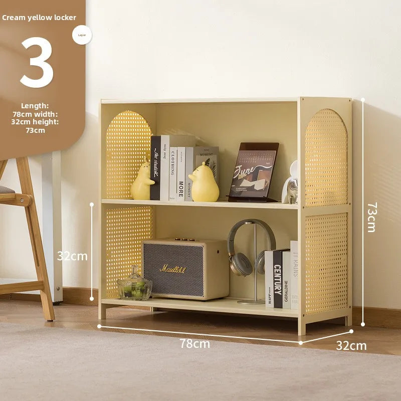 Bookcase integrated against the wall Student household bookshelf Floor-to-ceiling shelf Living room storage Multi-layer locker Oasis Select Milk white 3-78