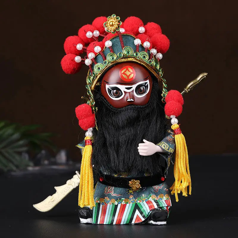 Chinese-style Themed Gifts for Foreigners Peking Opera Facial Makeup Memorabilia Silk Figurine Dolls and Decorative Ornaments Oasis Select Wu god of wealth 10x15cm