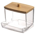 Cotton Swab Box - Transparent Bamboo Cover Dustproof Cotton Swab Toothpick Storage Box Multi-Purpose Visible Dispenser Oasis Select 3pcs