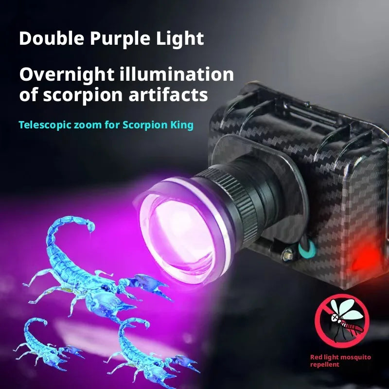 SHINEKNOT 30W Dual LED Headlamp – White & UV, 4400mAh Battery