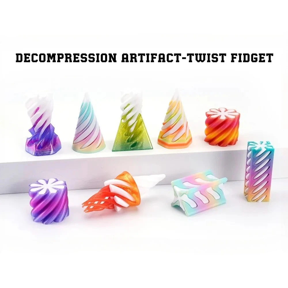 3D Printed Helix Screw Rotating Toys Stress Reducing Tool Pyramid Passthrough Sculpture Spiral Cone Ornaments Home Decoration Oasis Select