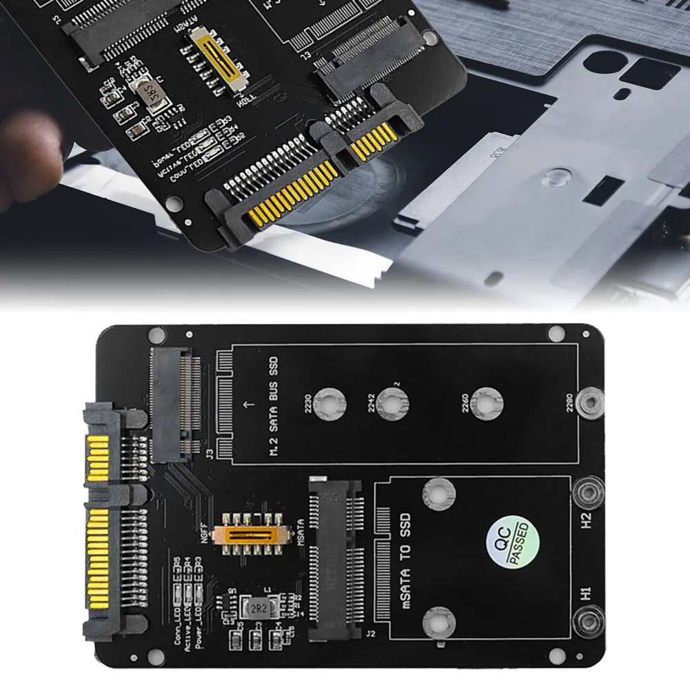 2-in-1 M.2 NGFF & mSATA to SATA3 SSD Adapter Board
