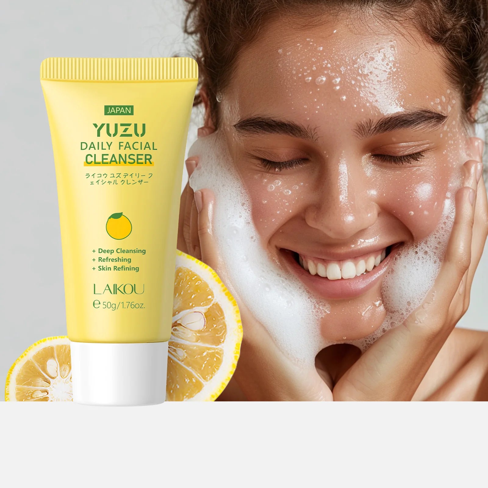 Laikou Whitening Facial Cleanser Foam Moisturizing Deep Remove Cleansing Acne Milk Oil Control Exfoliating Shrink Pores 50g Oasis Select
