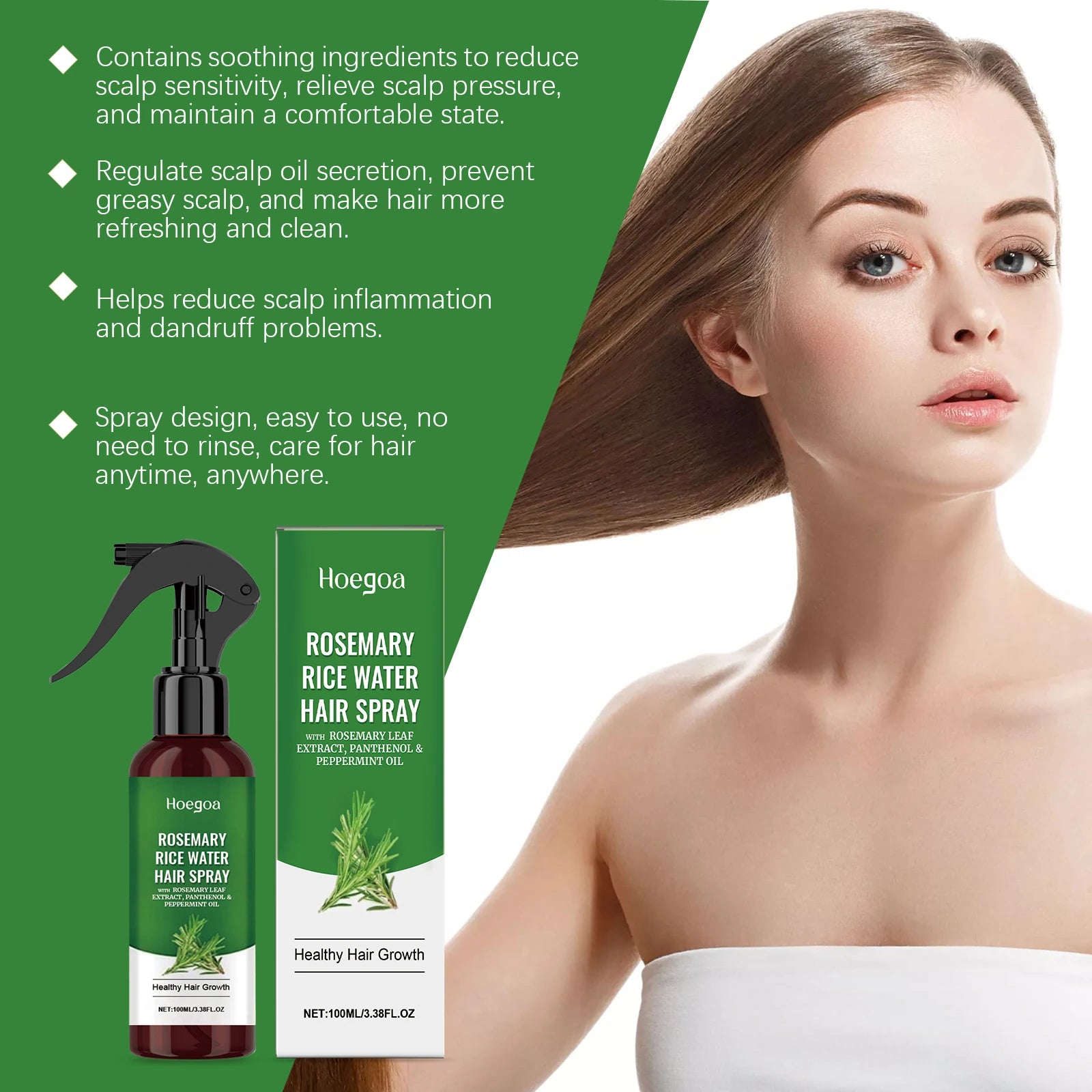 HOEGOA Rosemary Hair Growth Spray – Anti-Baldness Scalp Treatment Hair Growth Spray Oasis Select