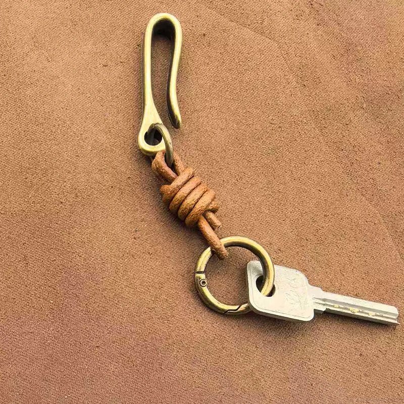 Vintage Leather Keychain Bag Accessories High Quality Cowhide Men's Car Keychain Fashion U-shaped Waist Hook Decorative Gift Oasis Select