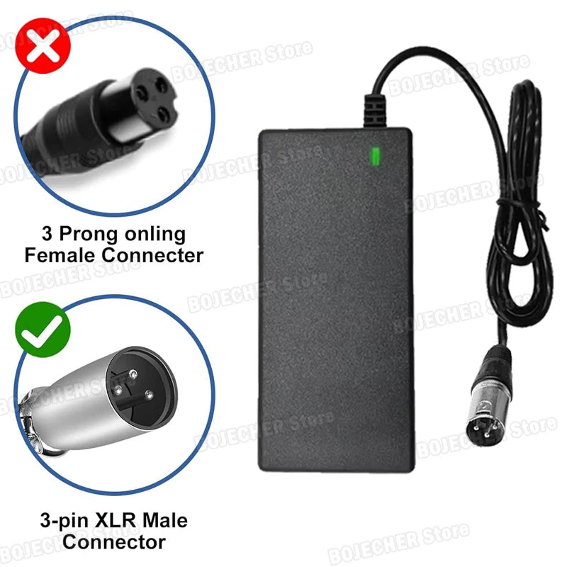 54.6V 2A Lithium Battery Charger With 3 Pin XLR Connector For 48V Lithium Battery AC100-240V Power Supply Adapters EU US Plug Oasis Select