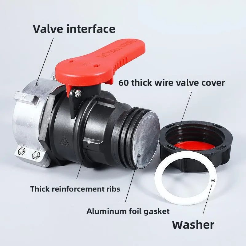 DN50 Ball Valve 1000L IBC Ton Bucket Plastic Aluminum Alloy Integrated Valve Fitting Butterfly Valve Set Bucket Switch Port Oasis Select