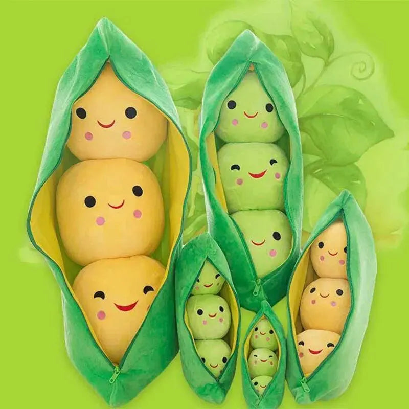 25CM Cute Children's Baby Plush Peas Filled Plant Doll Toy Children Kawaii Quality Pea-shaped Pillow Toy Boy Girl Gift Oasis Select