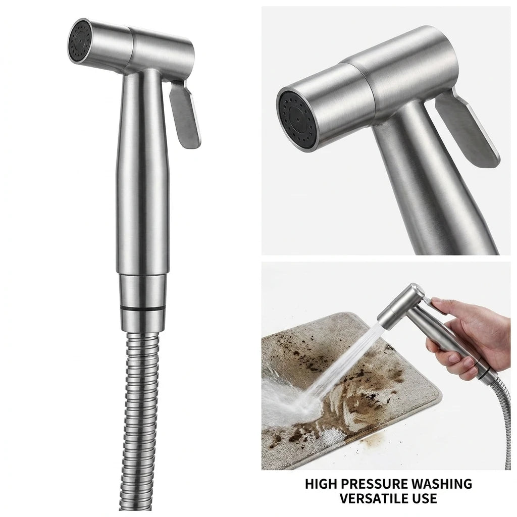 Stainless Steel High Pressure Handheld Shower Kit with 4.8-Inch Hose And Wall Bracket for Bathroom Cleaning Spray Gun Oasis Select