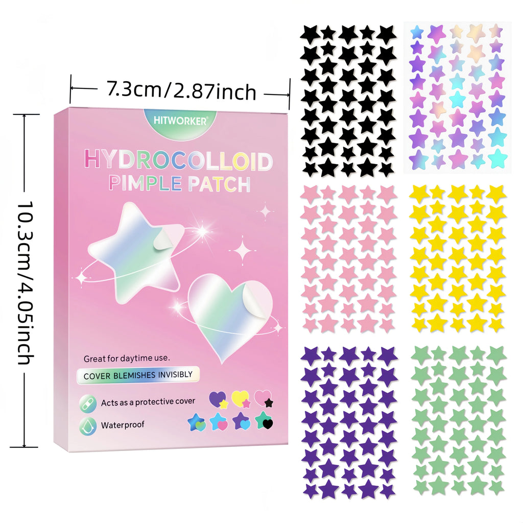 Water based colloidal star shaped 6-color acne patch, 720/480 tablets/box - alcohol free, used to absorb acne secretions Oasis Select