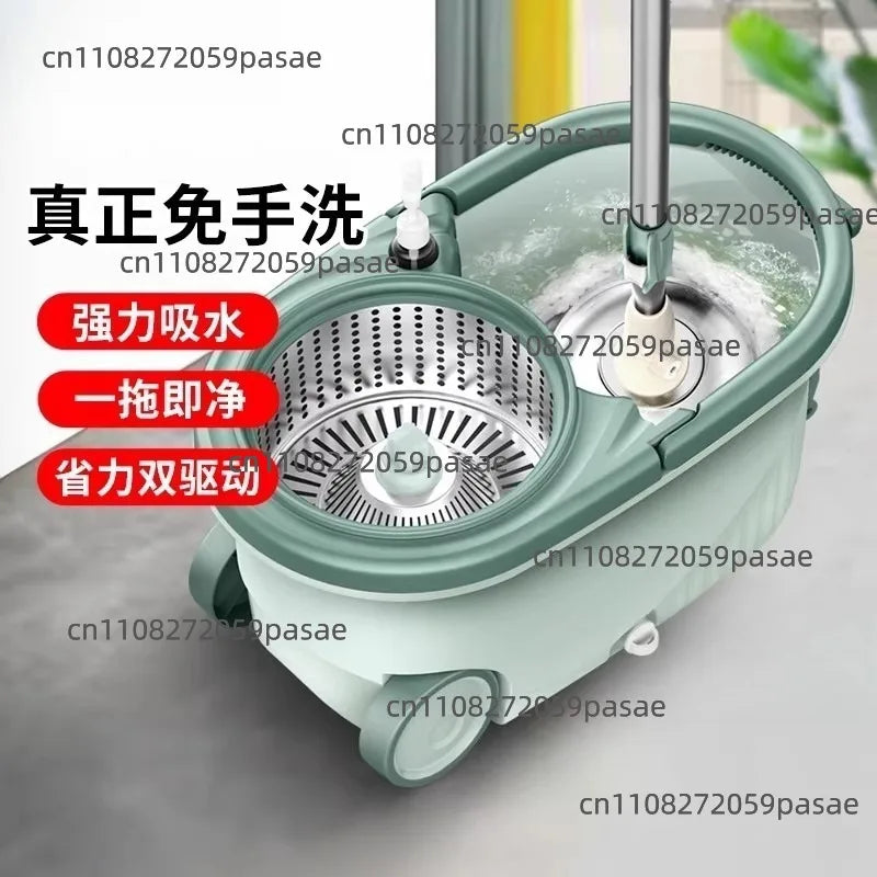 360° Spin Mop & Bucket Set – Stainless Steel Twist Wringer