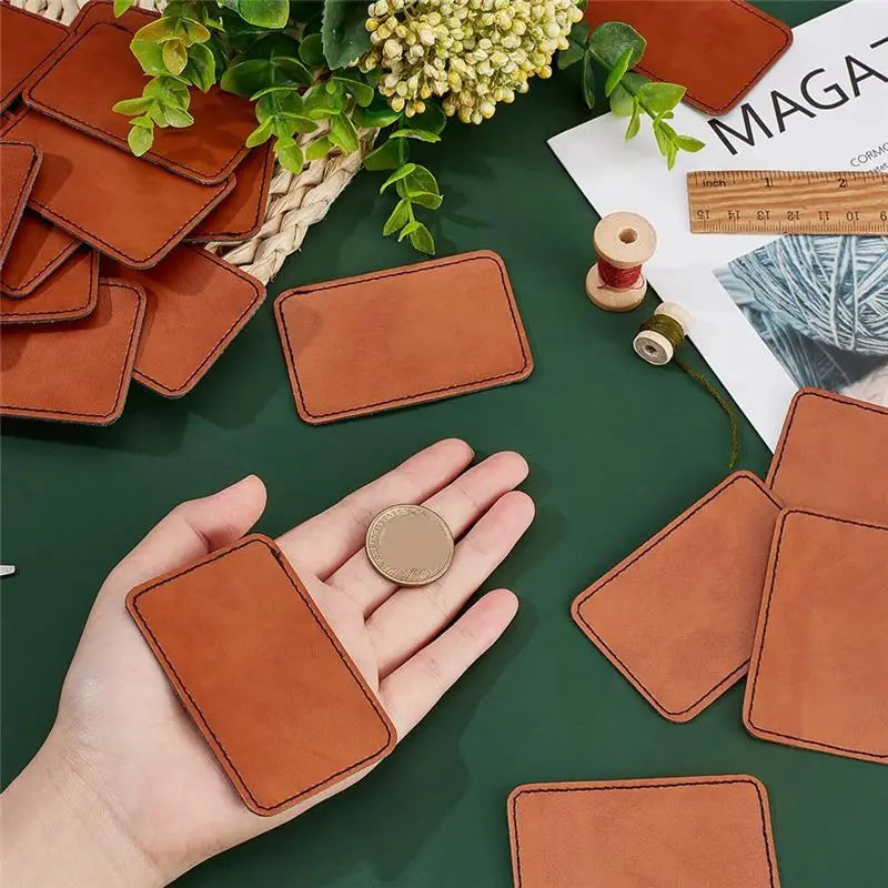 LIKE WISH 40Pcs 2X3inch Brown Hat Patches For Hats Jackets Backpacks DIY Repairing Knitting Sewing Oasis Select