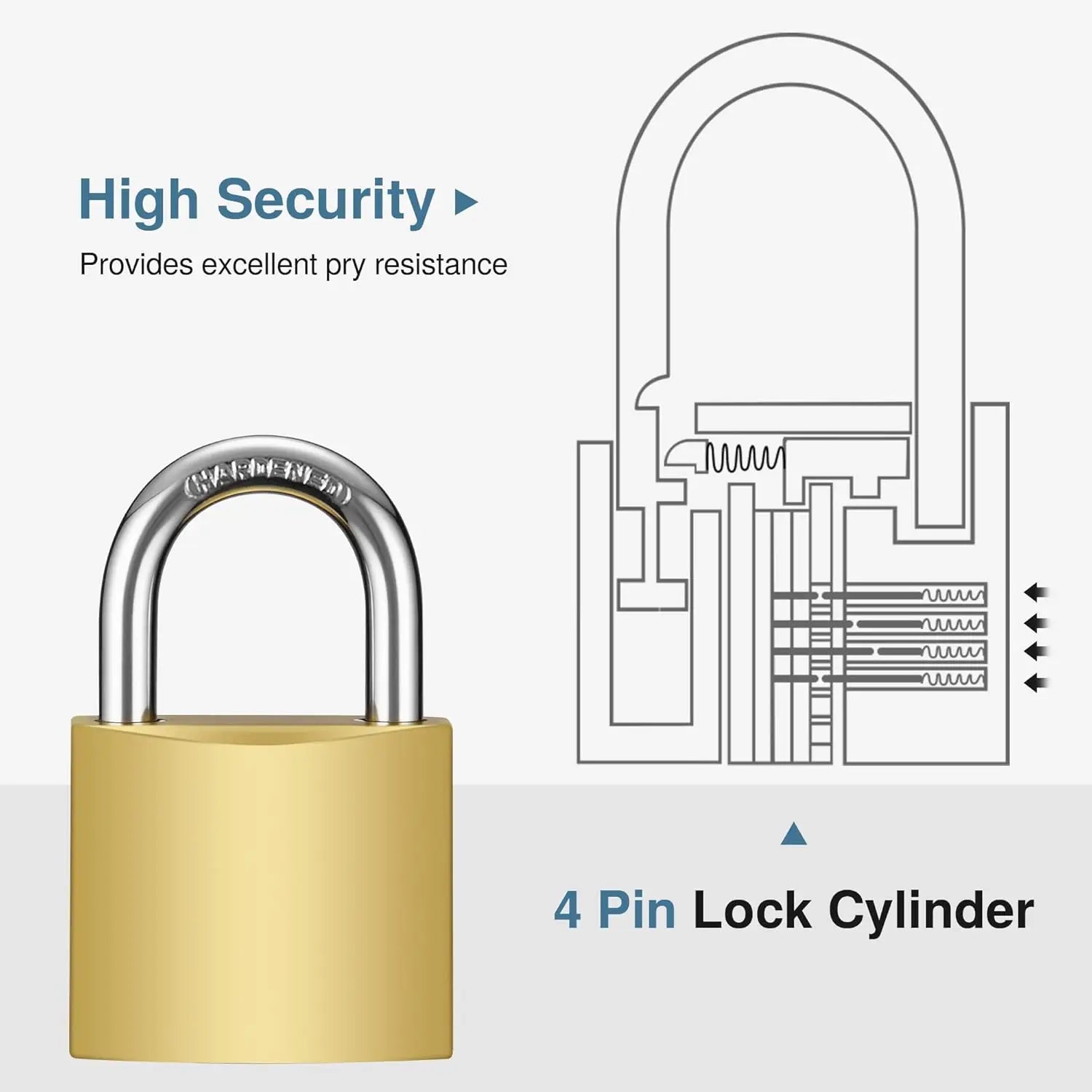 Golden Heavy-Duty Keyed Padlocks with Keys - 32mm Large Locks, Secure Locker Locks for Backpacks, Luggage, School Gym Lockers Oasis Select