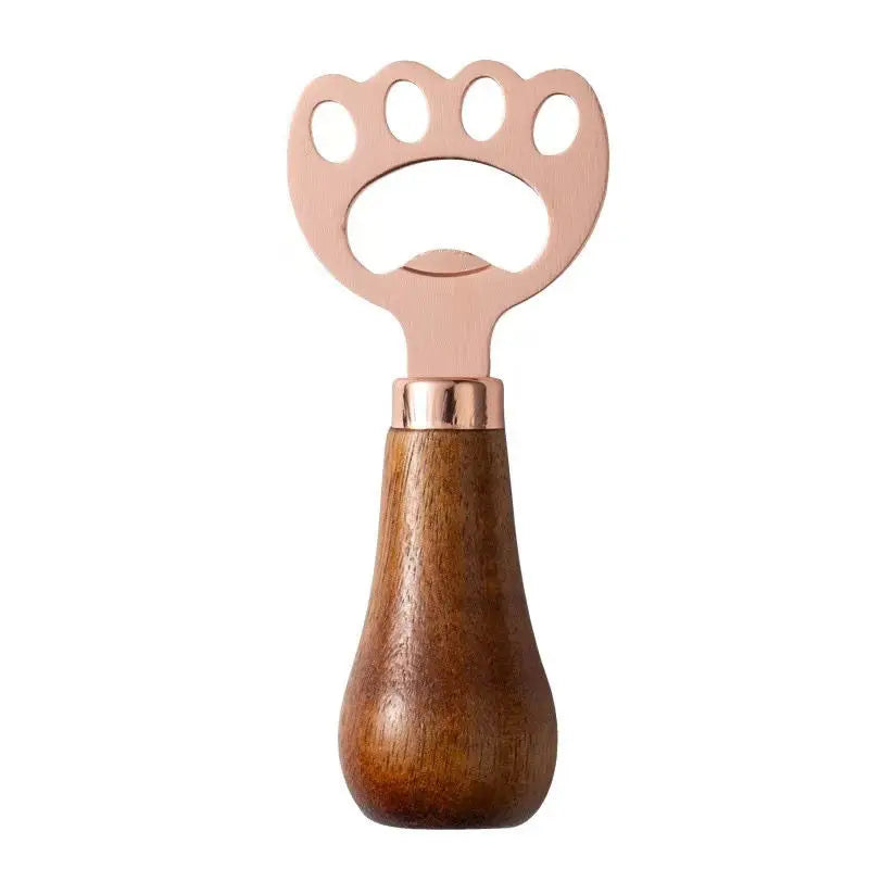 Stainless Steel Creative Beer Bottle Opener Household Wooden Handle Rose Wood Vertical Cute Bottle Opener Screwdriver Oasis Select Rose gold