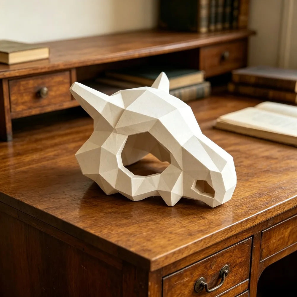 3D Printed Geometric Skull Figurine Stylish Low Poly Head Ornament Minimalist Desktop Bookshelf Statue Home Tabletop Decoration Oasis Select