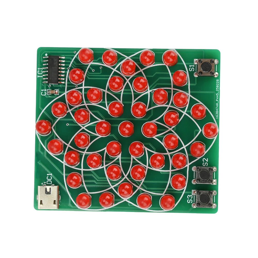 DIY Electronic Kit 43 LED Pattern Module Windmill Flowing Light Board Soldering Project Practice Set for Skills Training Oasis Select