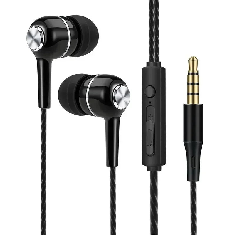 3.5mm Wired Earphone In Ear Headset HIFI Heavy Bass Earbuds Monitor Sports Headset Stereo Music Gaming Headphone with Microphone Oasis Select Black