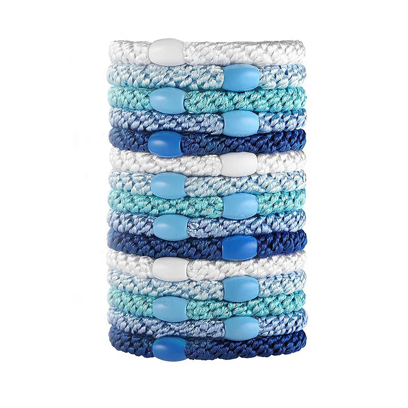 10pcs 5mm Black Mix Elastic Hair Ties Hair Bands No Damage Soft Ponytail Holders Hair Accessories for Girls Women Oasis Select Blue